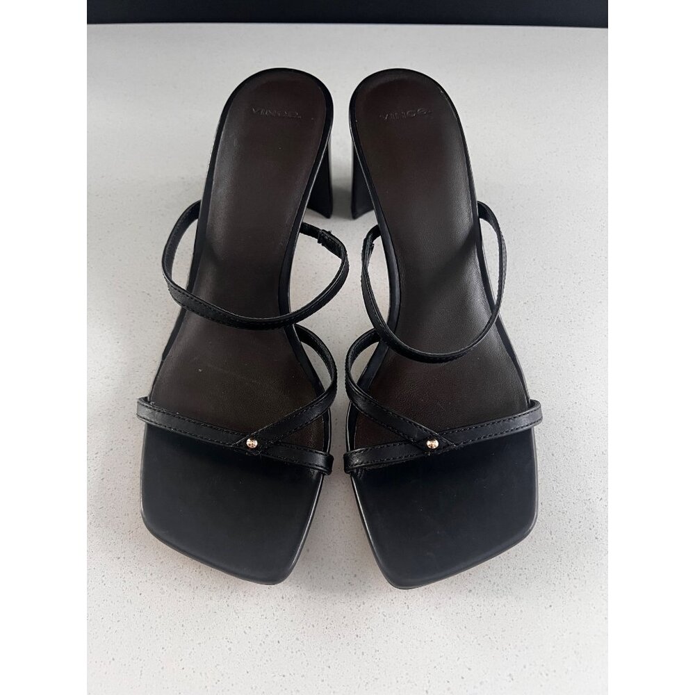 VINCE Ona black leather Slide Sandals size 7 NEW - Picture 4 of 9